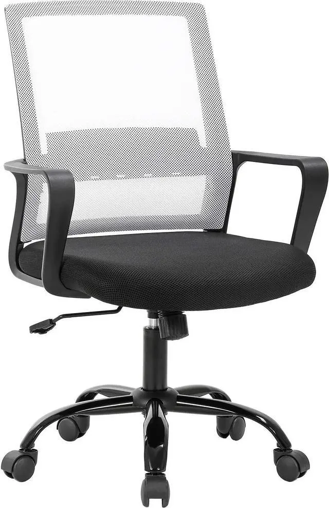 Main image of BestOffice Computer Chair Office Chair Cheap Desk Chair Swivel Rolling Ergonomic Executive Lumbar Support Task Mesh Chair Adjustable Stool for Home Office, White