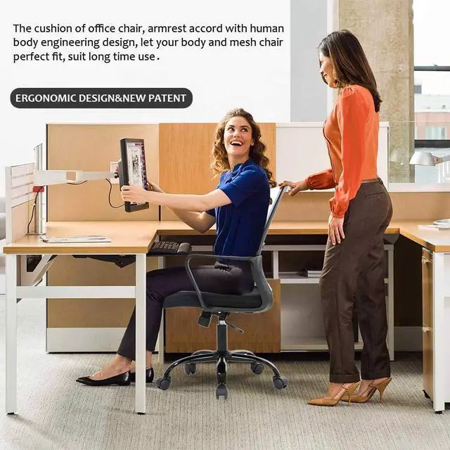 Alt view image 4 of 7 - BestOffice Computer Chair Office Chair Cheap Desk Chair Swivel Rolling Ergonomic Executive Lumbar Support Task Mesh Chair Adjustable Stool for Home Office, White