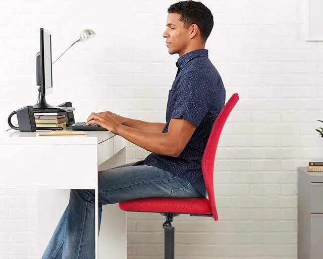 Alt view image 2 of 7 - BestOffice Ergonomic Office Chair Desk Chair Mesh Computer Chair Armless Back Support Modern Executive Rolling Swivel Chair with Lumbar Support(Red)