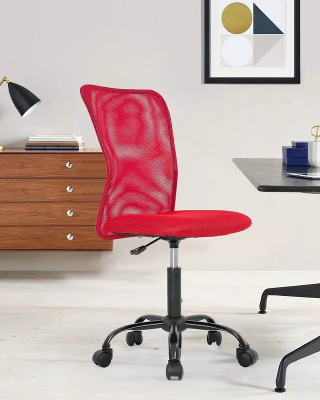 Alt view image 6 of 7 - BestOffice Ergonomic Office Chair Desk Chair Mesh Computer Chair Armless Back Support Modern Executive Rolling Swivel Chair with Lumbar Support(Red)
