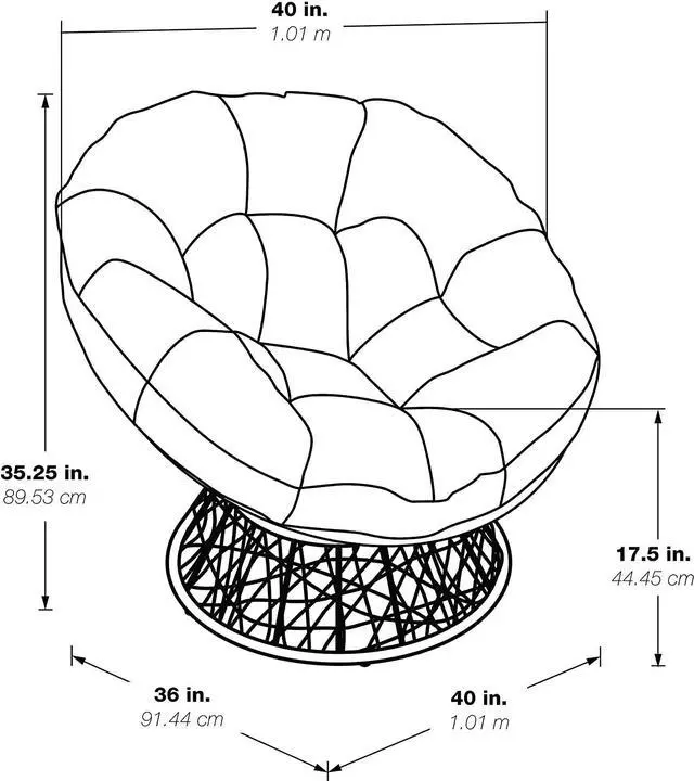 Alt view image 7 of 7 - OSP Home Furnishings Wicker Papasan Chair with 360-Degree Swivel, Grey Frame with Blue Cushion