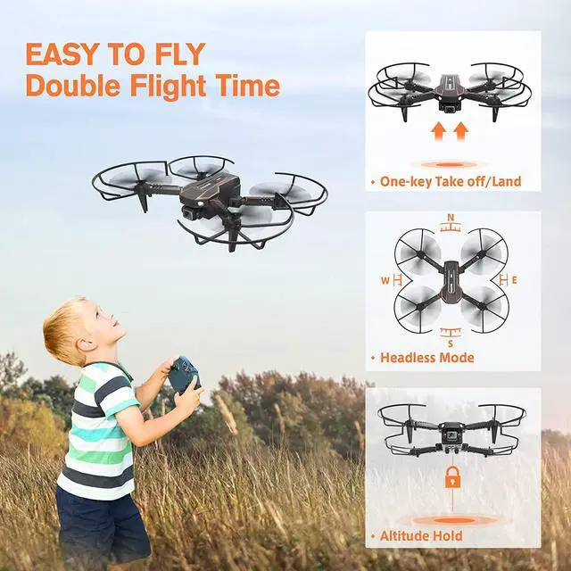 Alt view image 3 of 6 - Mini Drone with Camera for Kids, Remote Control Helicopter Toys Gifts for Boys Girls, FPV RC Quadcopter with 1080P HD Live Video Camera, Altitude Hold, Gravity Control, 2 Batteries, Black