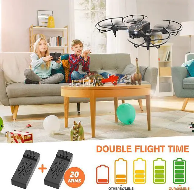 Alt view image 5 of 6 - Mini Drone with Camera for Kids, Remote Control Helicopter Toys Gifts for Boys Girls, FPV RC Quadcopter with 1080P HD Live Video Camera, Altitude Hold, Gravity Control, 2 Batteries, Black