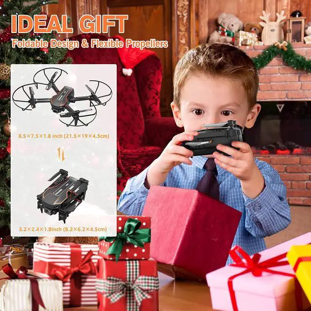 Alt view image 6 of 6 - Mini Drone with Camera for Kids, Remote Control Helicopter Toys Gifts for Boys Girls, FPV RC Quadcopter with 1080P HD Live Video Camera, Altitude Hold, Gravity Control, 2 Batteries, Black