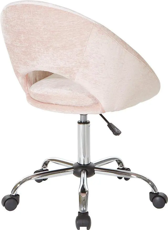 Alt view image 5 of 7 - OSP Home Furnishings Milo Modern Chic Height Adjustable Padded Home Office Chair, Blush Pink Micro-Fiber Velvet
