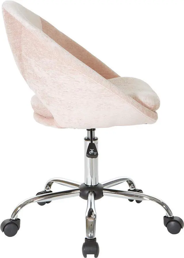 Alt view image 4 of 7 - OSP Home Furnishings Milo Modern Chic Height Adjustable Padded Home Office Chair, Blush Pink Micro-Fiber Velvet
