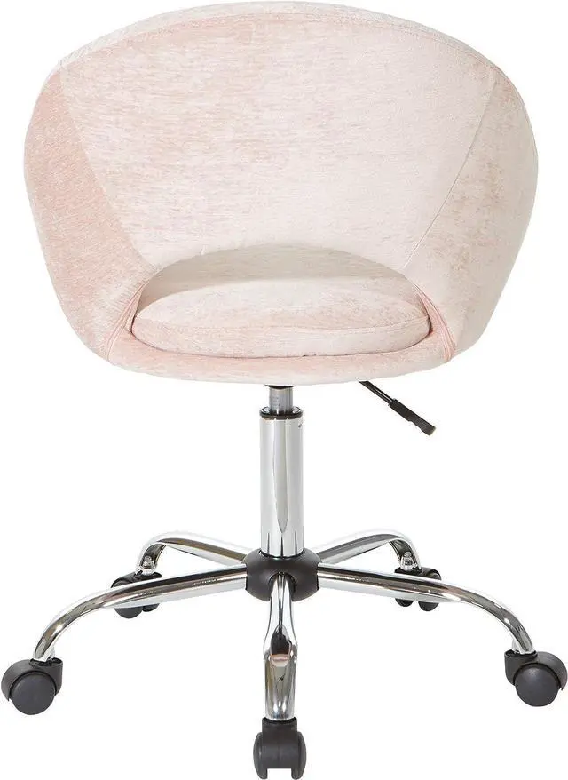 Alt view image 6 of 7 - OSP Home Furnishings Milo Modern Chic Height Adjustable Padded Home Office Chair, Blush Pink Micro-Fiber Velvet
