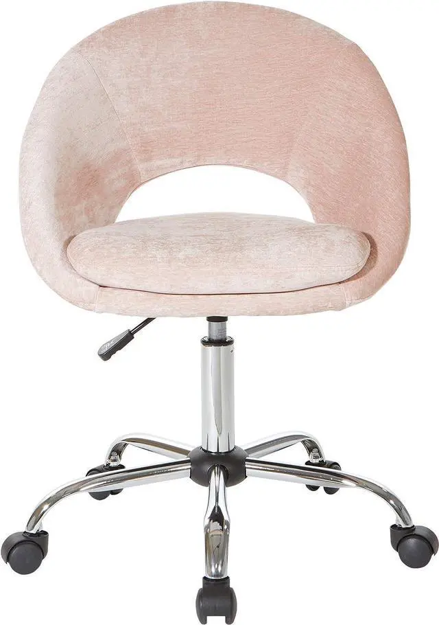 Alt view image 7 of 7 - OSP Home Furnishings Milo Modern Chic Height Adjustable Padded Home Office Chair, Blush Pink Micro-Fiber Velvet