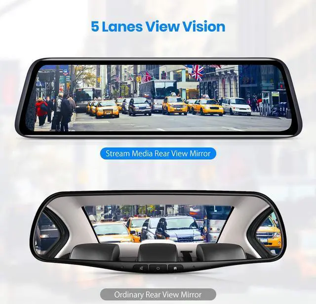 Alt view image 4 of 7 - AUTO-VOX V5PRO 1080P 9.35'' OEM Rear View Mirror Camera, Full Laminated Ultrathin Touch Screen Mirror Dash Cam Front and Rear with No Glare, Super Night Vision Car Backup Camera Mirror