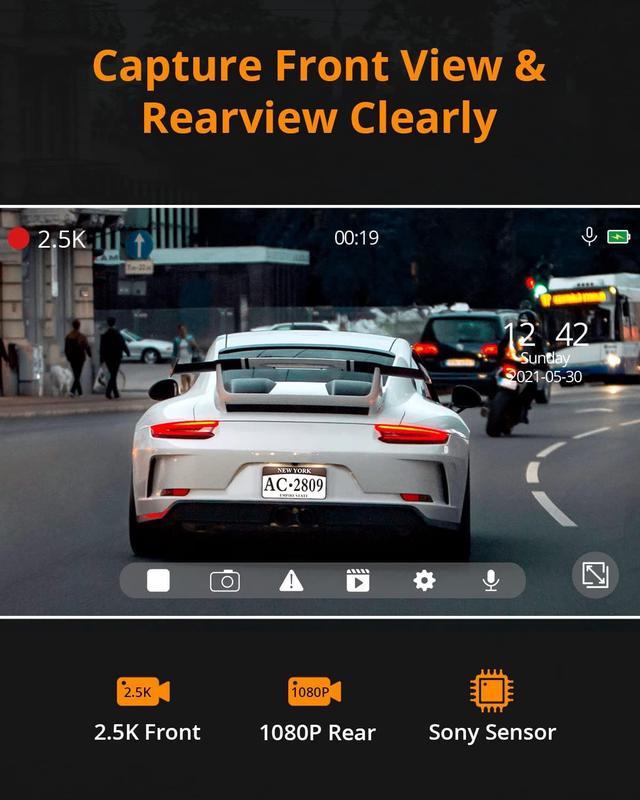 AKASO DL12 2.5K Mirror Dash Cam Voice Control 12