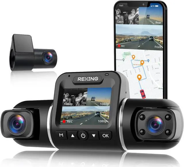 Main image of V2 PRO AI Dash CAM, 3 Channel Front Cabin Rear 1080p Recording,2.7 LCD,WiFi,Mobile App,GPS,Night Vision,Artificial ligence Dash Camera ADAS, Collision, Pedestrian,Lane Departure Warning