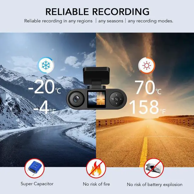 Alt view image 3 of 6 - 3 Channel Dash Cam Front and Rear Inside with GPS WiFi, Infrared Night Vision, Supercapacitor, 2K+1080P+1080P Three Way Triple Car Dash Camera, Smart Parking Monitor, Support 512GB Max