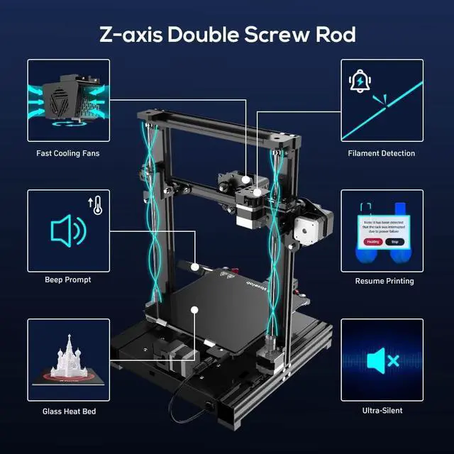 Alt view image 4 of 7 - Voxelab Aquila Pro 3D Printer Auto Leveling,DIY FDM 3D Printer Kit ,Filament Detector,WiFi Connection, Resume Printing and Energy-Saving Mode Design Large Build Volume 235x235x250mm