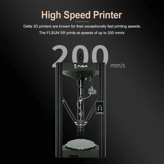 Alt view image 2 of 7 - FLSUN SR Super Racer 3D Printer Fast 200mm/s 2800 mm/s2 FDM Delta Linear Rail Pre-Assembly with Auto Leveling Resume 1.75 PLA DIY 3D Printers Printing Size 260x260x330mm/10.2x10.2x13 Inch