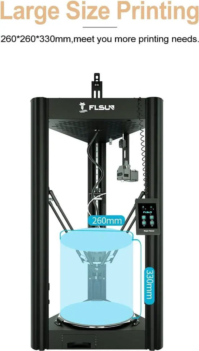 Alt view image 4 of 7 - FLSUN SR Super Racer 3D Printer Fast 200mm/s 2800 mm/s2 FDM Delta Linear Rail Pre-Assembly with Auto Leveling Resume 1.75 PLA DIY 3D Printers Printing Size 260x260x330mm/10.2x10.2x13 Inch