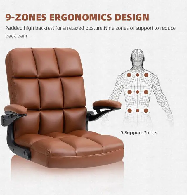 Alt view image 4 of 7 - SEATZONE Home Office Chair Ergonomic Desk Executive Chair Computer Task Chair, Rolling Swivel Chair with Arms,Brown