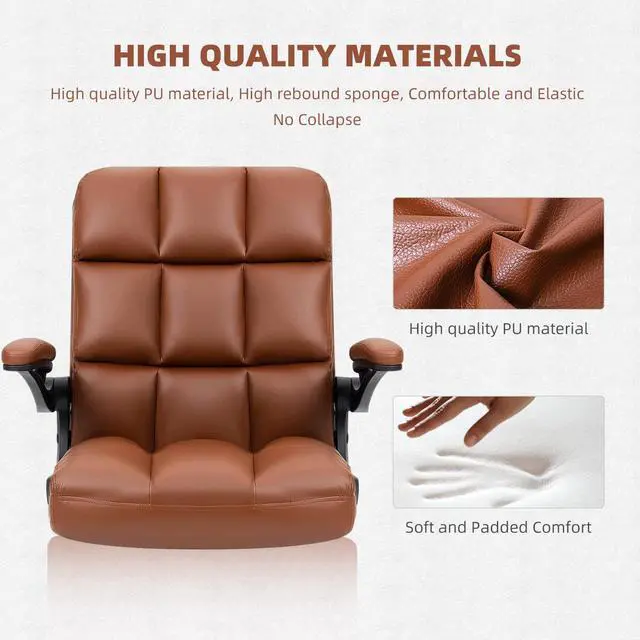 Alt view image 6 of 7 - SEATZONE Home Office Chair Ergonomic Desk Executive Chair Computer Task Chair, Rolling Swivel Chair with Arms,Brown