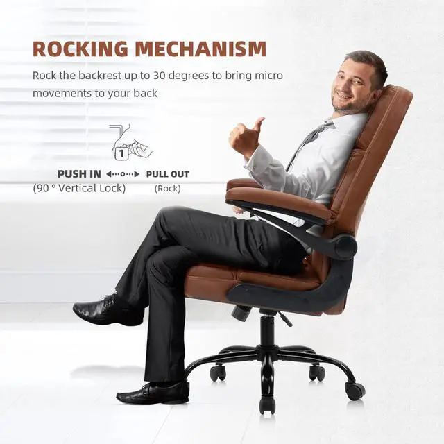 Alt view image 7 of 7 - SEATZONE Home Office Chair Ergonomic Desk Executive Chair Computer Task Chair, Rolling Swivel Chair with Arms,Brown