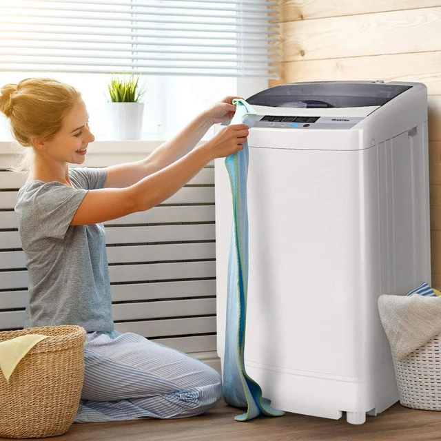 Alt view image 3 of 7 - Giantex Full-Automatic Washing Machine Portable Compact 1.34 Cu.ft Laundry Washer Spin with Drain Pump, 10 programs 8 Water Level Selections with LED Display 12 Lbs Capacity