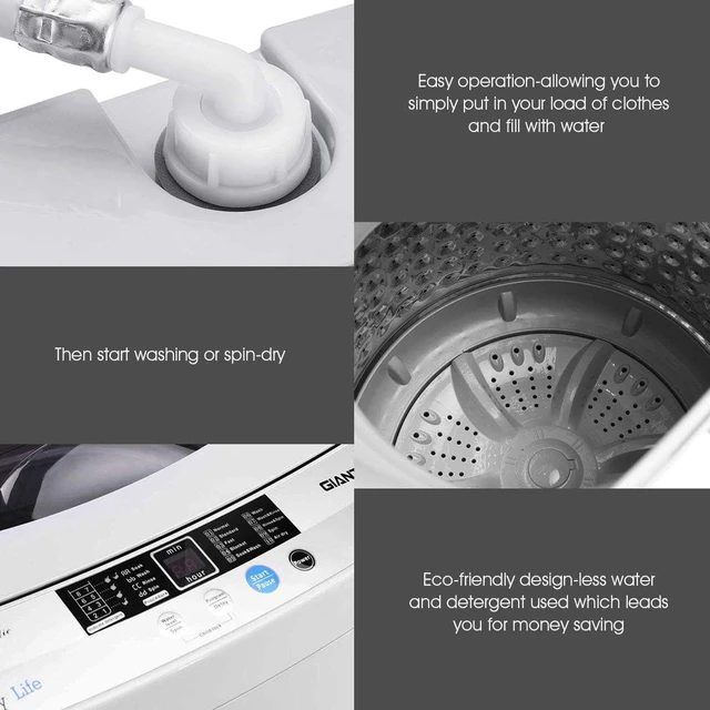 Alt view image 7 of 7 - Giantex Full-Automatic Washing Machine Portable Compact 1.34 Cu.ft Laundry Washer Spin with Drain Pump, 10 programs 8 Water Level Selections with LED Display 12 Lbs Capacity