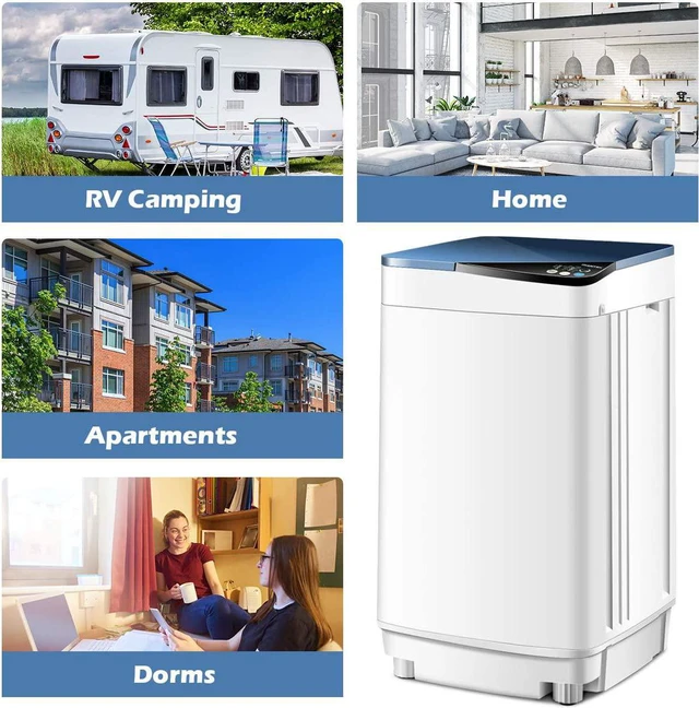 Alt view image 5 of 7 - Waterjoy Portable Washing Machines, 7.7 lbs Load Capacity Portable Washer and Dryer Combo with Built-in Barrel Light & LED Display for Household and Apartment Blue