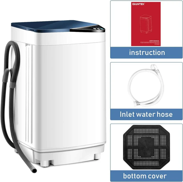 Alt view image 7 of 7 - Waterjoy Portable Washing Machines, 7.7 lbs Load Capacity Portable Washer and Dryer Combo with Built-in Barrel Light & LED Display for Household and Apartment Blue
