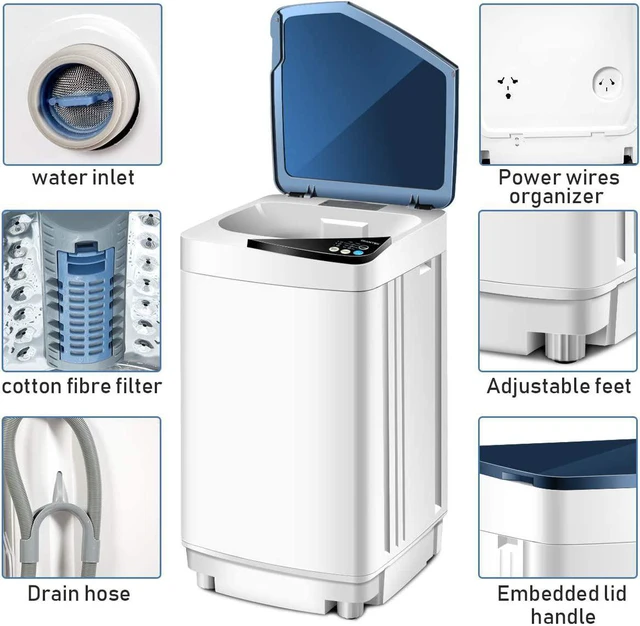 Alt view image 6 of 7 - Full-Automatic Portable Mini Washing Machines,7.7 lbs Load Capacitywith Spin and Built in Barrel Light for Dorms Apartments RV and Camping