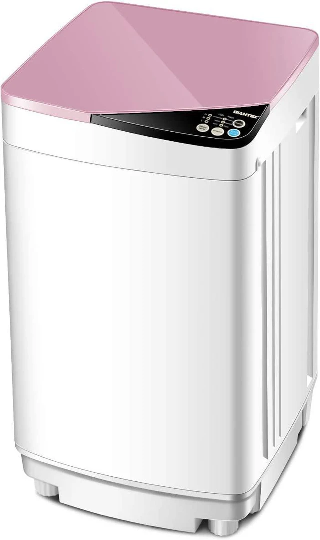 Main image of Giantex Full-Automatic Washing Machine Portable Washer and Spin Dryer 7.7 lbs Capacity Compact Laundry Washer with Built-in Barrel Light Drain Pump and Long Hose for Apartments Camping (White & Pink)