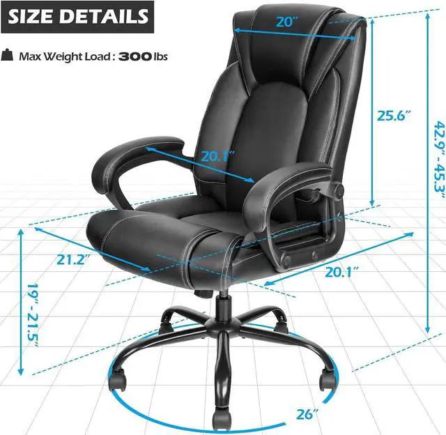 Alt view image 2 of 7 - Office Chair Executive Office Chair Desk Chair Computer Chair with 5-Year hydrolysis-Resistant Leather Spring Cushion Ergonomic Support Tilting Function Upholstered in Bonded Leather Black