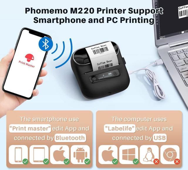 Phomemo M220 Label Makers, Bluetooth Label Printer, 3.14 Inch Portable  Thermal Label Maker Machine for Barcode, Labeling, Organizing, Small  Business, Compatible with iOS & Android, with 3 Roll Labels 