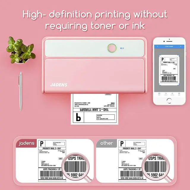 Alt view image 2 of 4 - Bluetooth Thermal Label Printer -Wireless Shipping Label Printer for Small Business & Package, USPS, Etsy, , Compatible with iPhone, iPad, Mac, Windows, Android, 4x6, Label Maker, Pink