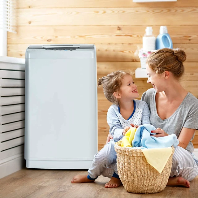 Alt view image 2 of 7 - COSTWAY 8.8LBS Portable Washing Machine, Full-Automatic w/Drain Pump, White