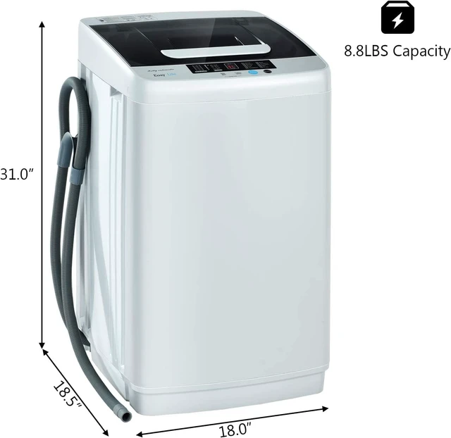 Alt view image 3 of 7 - COSTWAY 8.8LBS Portable Washing Machine, Full-Automatic w/Drain Pump, White
