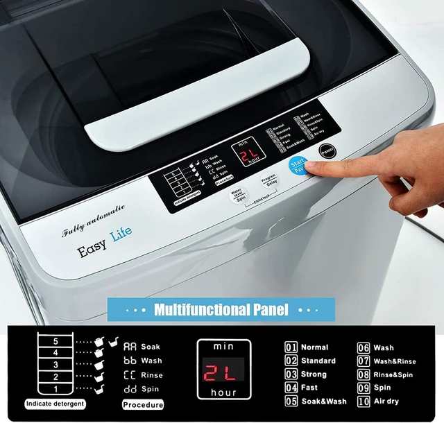Alt view image 4 of 7 - COSTWAY 8.8LBS Portable Washing Machine, Full-Automatic w/Drain Pump, White