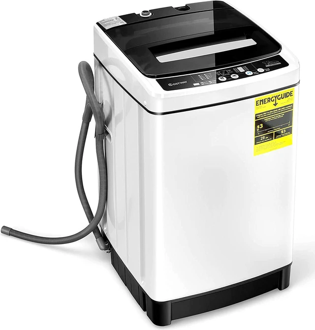 Main image of COSTWAY Portable Washing Machine, 11Lbs Capacity Full-automatic Washer with 8 Wash Programs, LED Display, 10 Water Levels, Compact Laundry Washer and Spinner Combo for Apartment Dorm, White