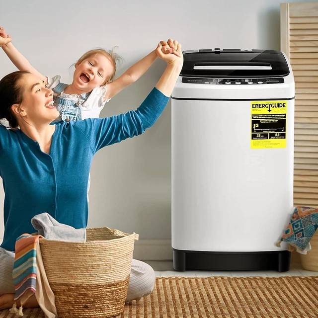 Alt view image 7 of 7 - COSTWAY Portable Washing Machine, 11Lbs Capacity Full-automatic Washer with 8 Wash Programs, LED Display, 10 Water Levels, Compact Laundry Washer and Spinner Combo for Apartment Dorm, White