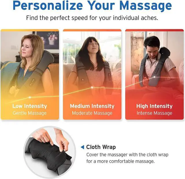Alt view image 7 of 8 - Cordless Neck and Shoulder Massager for Pain Relief Deep Tissue with Heat, Shiatsu Back Massager With Heat, Wireless Portable Electric Massager Pillow, Gifts for Women, Men, Dad and Mom