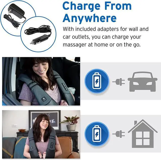 Alt view image 6 of 8 - Cordless Neck and Shoulder Massager for Pain Relief Deep Tissue with Heat, Shiatsu Back Massager With Heat, Wireless Portable Electric Massager Pillow, Gifts for Women, Men, Dad and Mom