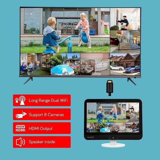 Alt view image 7 of 7 - xmartO Solar Powered Wire-Free 4MP Home Solar Security Camera Wireless System with Screen(All-Weather Solar Charge, AI Motion Detection,Spot Light and Siren,SD & Cloud Storage