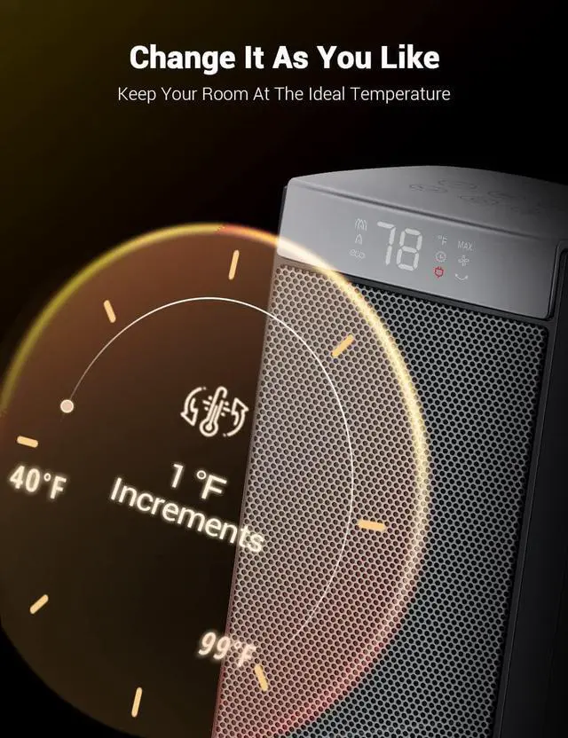 Alt view image 5 of 7 - Space Heater for Indoor Use, 1500W Fast Heating, Electric & Portable Ceramic Heaters with Thermostat, 5 Modes, 24Hrs Timer, 80°Oscillating Room Heater with Remote, Safe for Office Bedroom Use