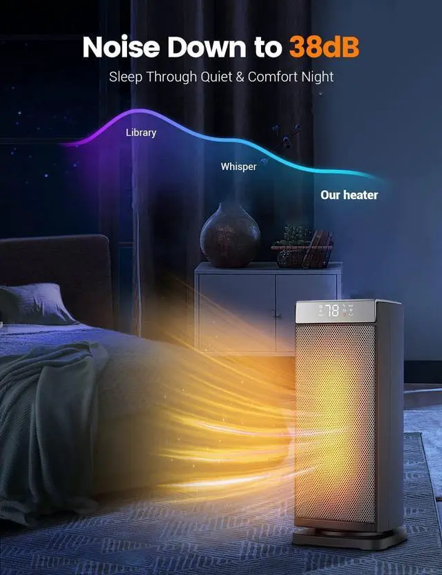 Alt view image 4 of 7 - Space Heater for Indoor Use, 1500W Fast Heating, Electric & Portable Ceramic Heaters with Thermostat, 5 Modes, 24Hrs Timer, 80°Oscillating Room Heater with Remote, Safe for Office Bedroom Use