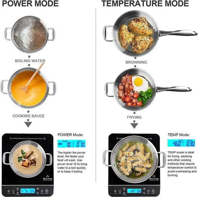 Alt view image 5 of 7 - Portable Induction Cooktop, Countertop Burner Induction Hot Plate with LCD Sensor Touch 1800 Watts, Silver 9600LS/BT-200DZ