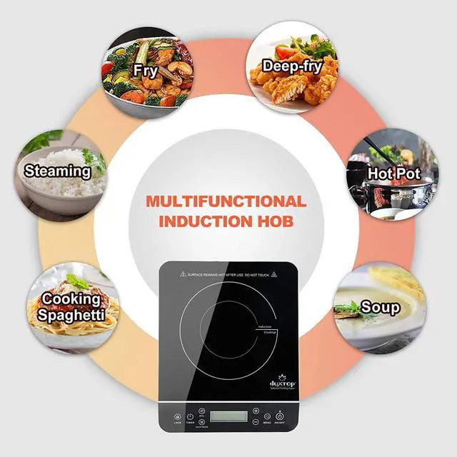 Alt view image 7 of 7 - Portable Induction Cooktop, Countertop Burner Induction Hot Plate with LCD Sensor Touch 1800 Watts, Silver 9600LS/BT-200DZ