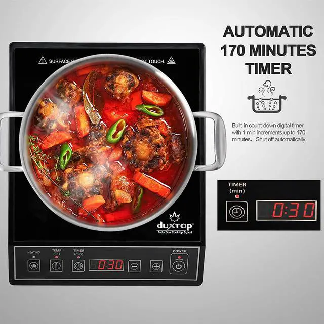 Alt view image 3 of 7 - Duxtop 1800W Portable Induction Cooktop Countertop Burner, Black 9100MC