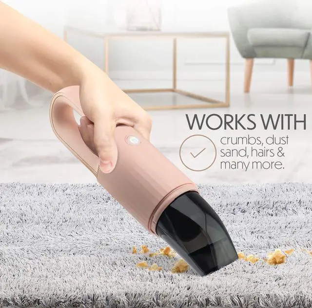 Alt view image 7 of 7 - STARUMENT Portable Hand Vacuum Cleaner for Dust Pet Hair Dirt Home Car Interior, Furniture Lightweight Easy to Use, Compact Design Battery Rechargeable with USB-C Cable Pink
