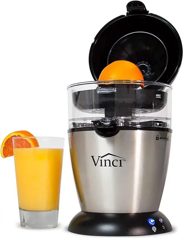 Main image of Vinci Hands Free Electric Citrus Juicer, 1-Button Juicer Machine, Orange Lime Grapefruit Lemon Squeezer, Easy to Clean Orange Juicer Squeezer, Black/Stainless Steel