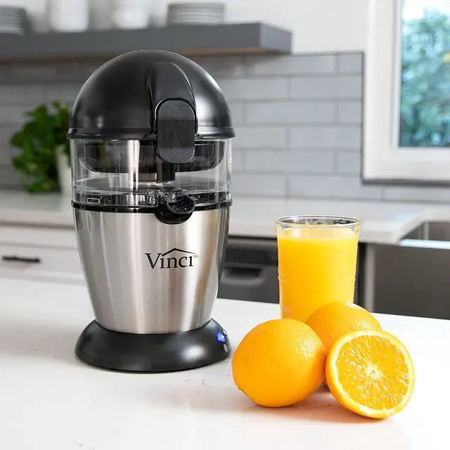 Alt view image 3 of 7 - Vinci Hands Free Electric Citrus Juicer, 1-Button Juicer Machine, Orange Lime Grapefruit Lemon Squeezer, Easy to Clean Orange Juicer Squeezer, Black/Stainless Steel