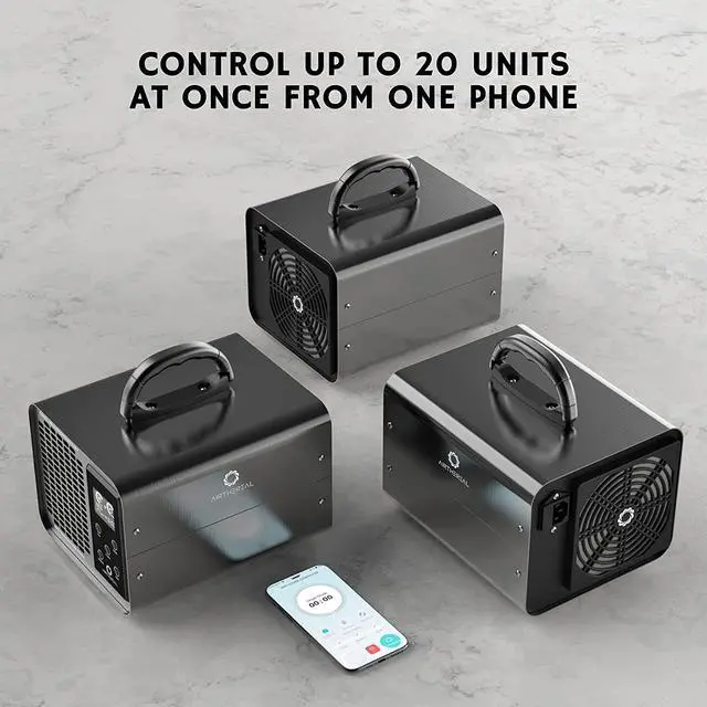 Alt view image 5 of 7 - Airthereal MA10K-PRO SMART WiFi Ozone Generator - High Ozone Output Capacity Ozonator- Odor Remover, Deodorizer, Sterilizer - Adjustable Output and Timer Settings for Any Size Room - Black