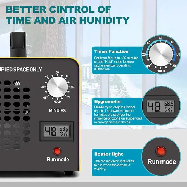 Alt view image 3 of 6 - Ozone Generator 10,000 mg/h High Capacity Ionizer Air Purifier Ozone Machine Odor Removal for Home, Hotels, Basement, car, bar and Farms