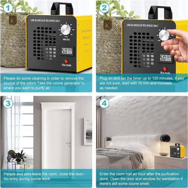 Alt view image 5 of 6 - Ozone Generator 10,000 mg/h High Capacity Ionizer Air Purifier Ozone Machine Odor Removal for Home, Hotels, Basement, car, bar and Farms